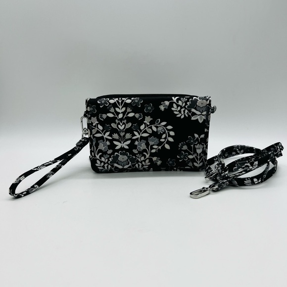 Vera Bradley Floral Black and White Women's Crossbody or wristlet Bag NWOT - Picture 2 of 16